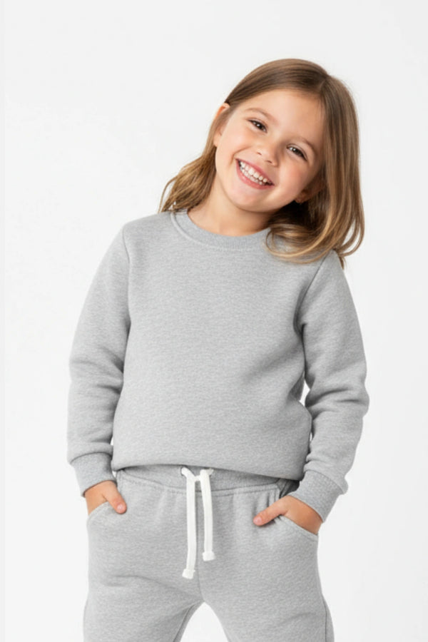 Unisex Kids Sweatshirt – 100% Cotton Terry Winter Pullover - Grey