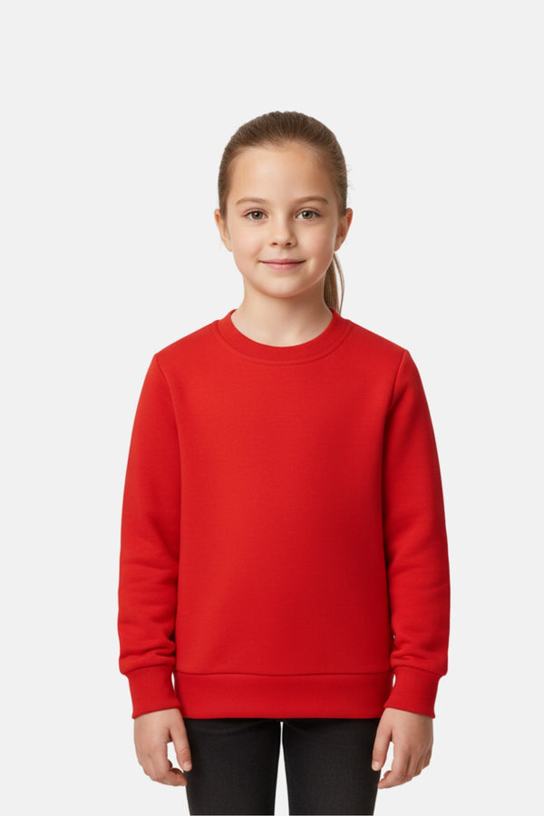 Unisex Kids Sweatshirt – 100% Cotton Terry Winter Pullover - Red